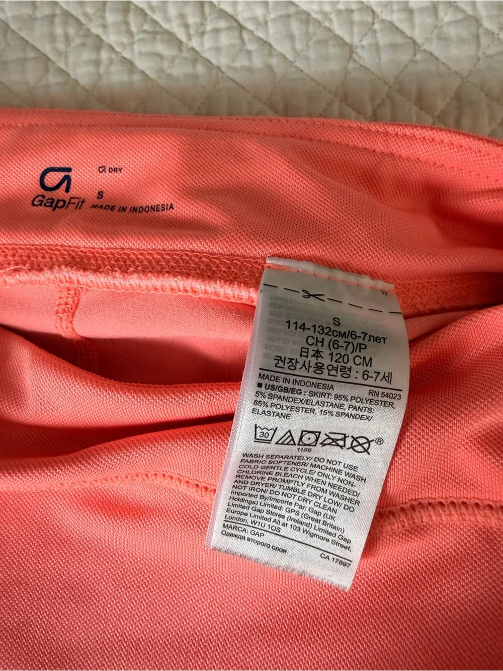 Girls GapFit Athletic Coral Skort with Built-In Shorts